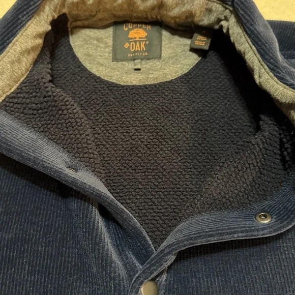 Copper Oak Men's Navy Blue Corduroy Fleece Jacket M, L NWT - Picture 11 of 13